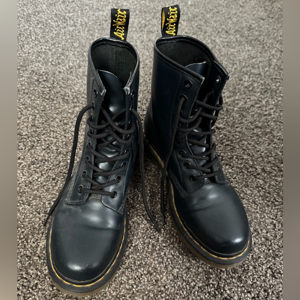 Navy Leather Dr. Marten Lace Up boots